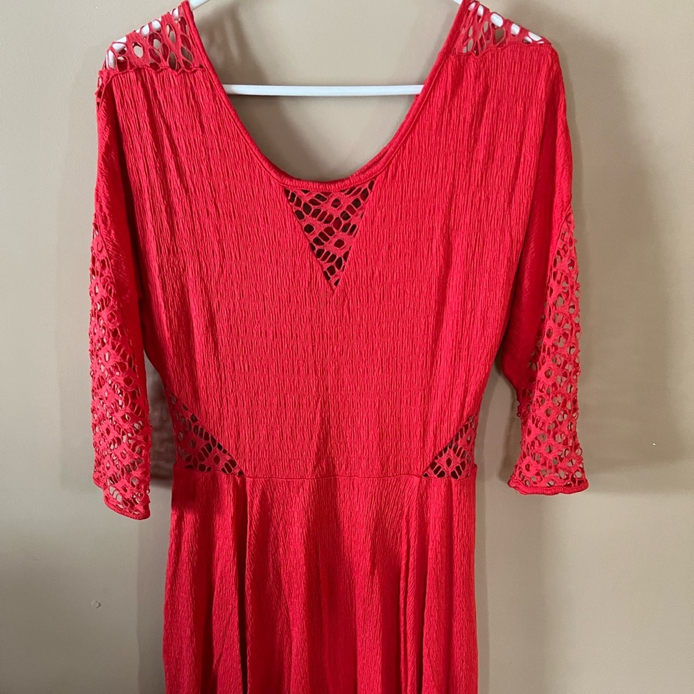 Free People coral pink red Dress L